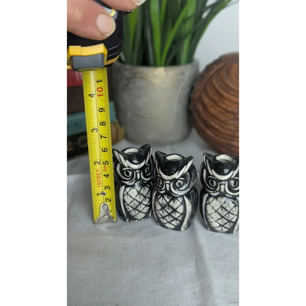 Vintage Ceramic Owl Set of 4 | Heritage Craft Decor | Soulful Studio